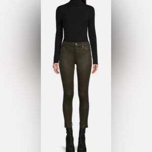 Olive Green Gianni Bini lightly cropped Pleather Coated Skinny Jeans 27 Egypt